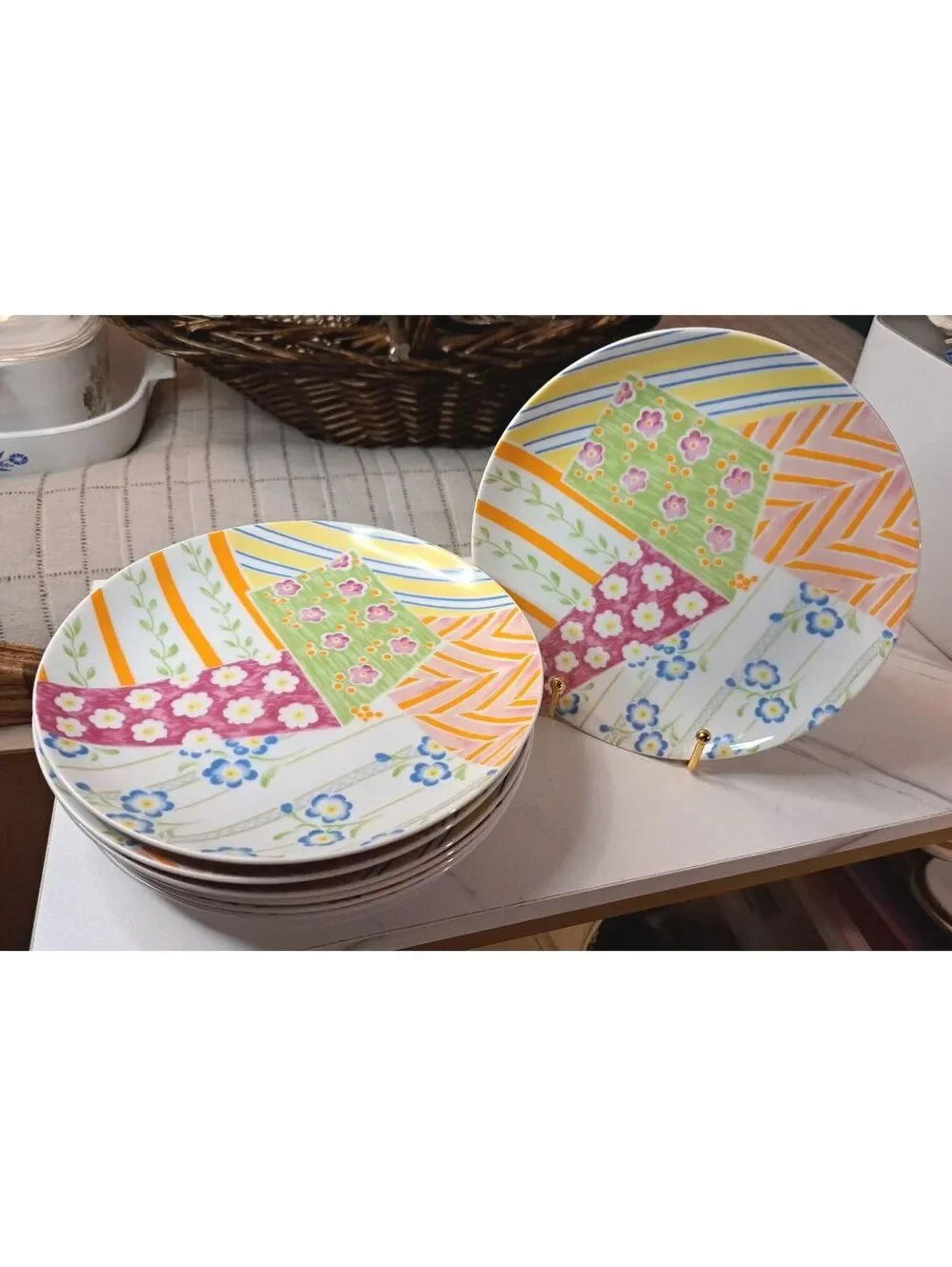 Set of 7 Patchwork by Taste Setter Collection Luncheon/Salad Plates 7.5